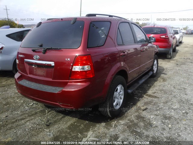 KNDJC735385796267 - 2008 KIA SORENTO EX/LX RED photo 4