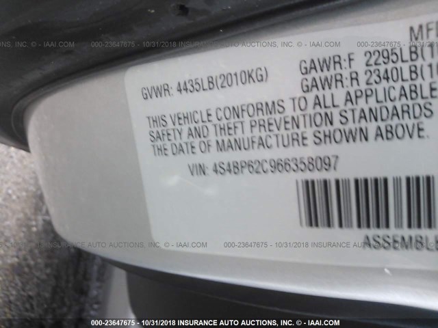 4S4BP62C966358097 - 2006 SUBARU LEGACY OUTBACK 2.5I LIMITED SILVER photo 9