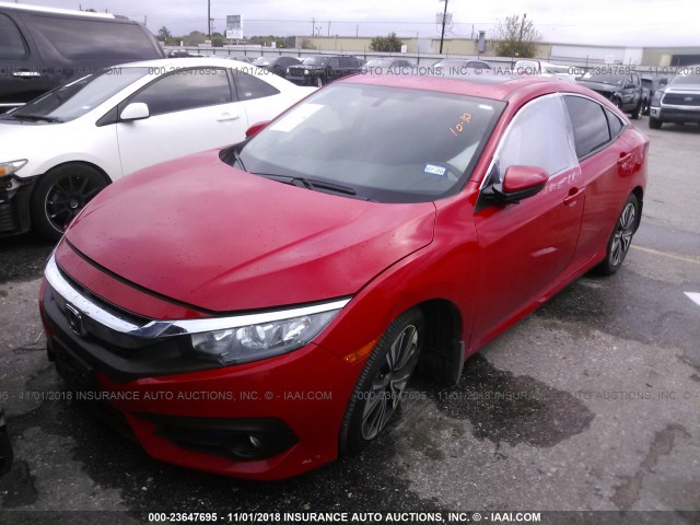 JHMFC1F7XJX012496 - 2018 HONDA CIVIC EXL RED photo 2