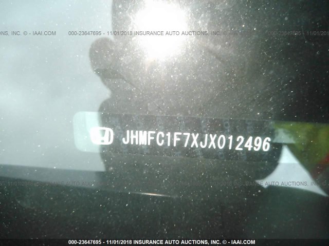 JHMFC1F7XJX012496 - 2018 HONDA CIVIC EXL RED photo 9