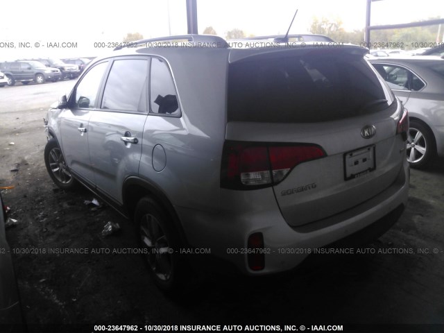 5XYKT4A6XEG490376 - 2014 KIA SORENTO LX SILVER photo 3