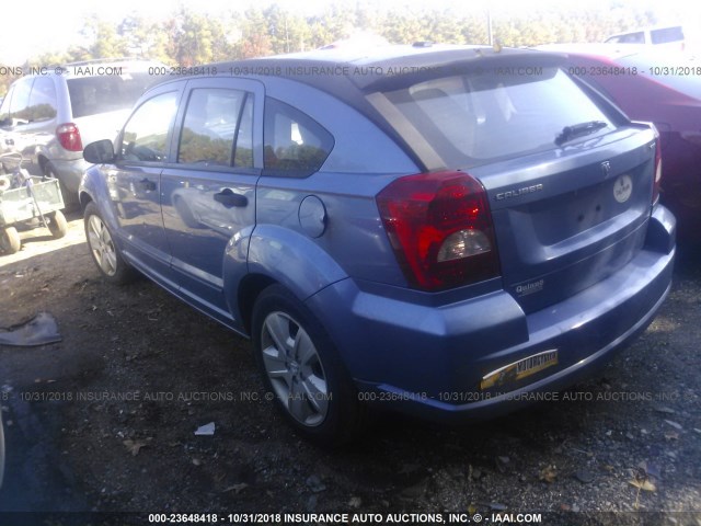 1B3HB48B27D210565 - 2007 DODGE CALIBER SXT BLUE photo 3