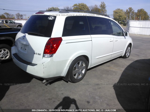 5N1BV28U54N342402 - 2004 NISSAN QUEST S/SE/SL WHITE photo 4