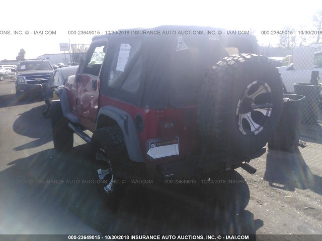 1J4FA49S45P348010 - 2005 JEEP WRANGLER / TJ SPORT RED photo 3