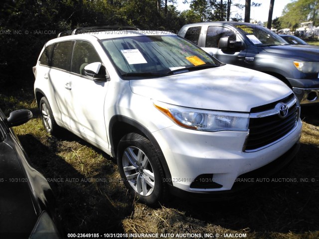 5TDZARFH3FS010856 - 2015 TOYOTA HIGHLANDER LE WHITE photo 1