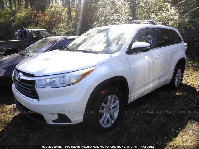 5TDZARFH3FS010856 - 2015 TOYOTA HIGHLANDER LE WHITE photo 2