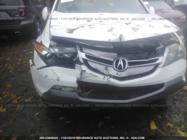 2HNYD28468H541887 - 2008 ACURA MDX TECHNOLOGY WHITE photo 6