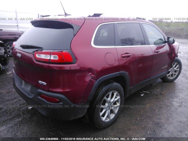 1C4PJMCBXEW162531 - 2014 JEEP CHEROKEE LATITUDE MAROON photo 4