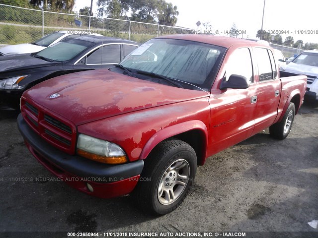 1B7HL38N32S541692 - 2002 DODGE DAKOTA QUAD SPORT/QUAD R/T RED photo 2