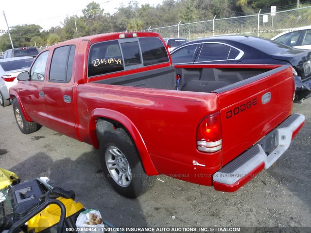 1B7HL38N32S541692 - 2002 DODGE DAKOTA QUAD SPORT/QUAD R/T RED photo 3