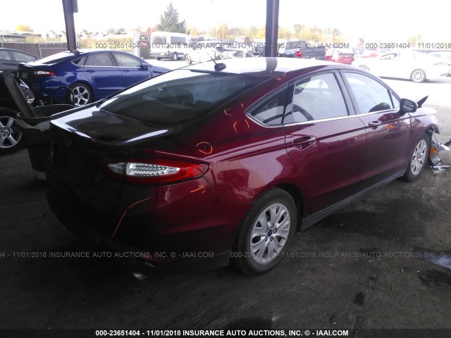 3FA6P0G79DR379018 - 2013 FORD FUSION S RED photo 4