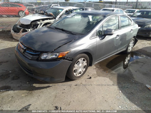 JHMFB4F25CS005139 - 2012 HONDA CIVIC HYBRID GRAY photo 2