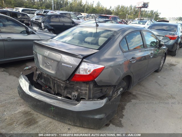 JHMFB4F25CS005139 - 2012 HONDA CIVIC HYBRID GRAY photo 4