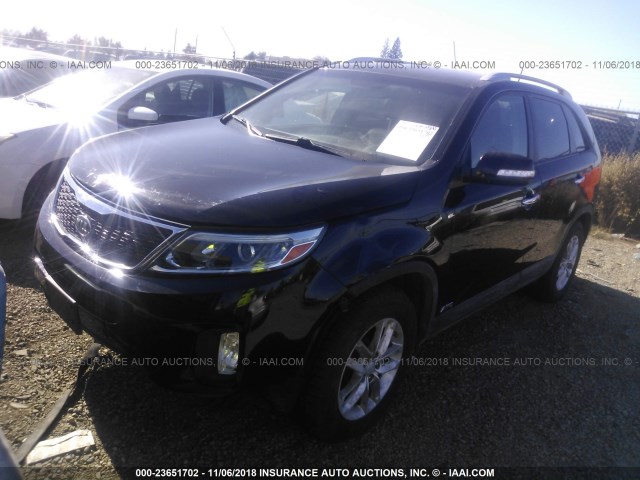 5XYKTDA62EG427157 - 2014 KIA SORENTO LX BLACK photo 2