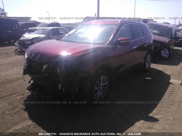 5N1AT2MT7EC780768 - 2014 NISSAN ROGUE S/SL/SV RED photo 2