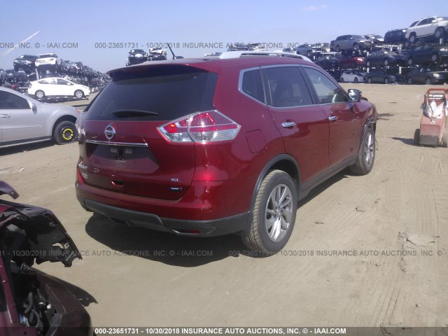 5N1AT2MT7EC780768 - 2014 NISSAN ROGUE S/SL/SV RED photo 4