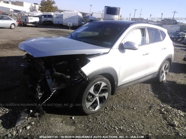 KM8J33A26GU201350 - 2016 HYUNDAI TUCSON LIMITED/SPORT AND ECO/SE SILVER photo 2