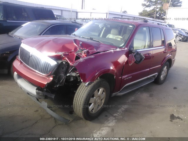 5LMEU68H34ZJ07741 - 2004 LINCOLN AVIATOR 勃艮第红 照片 2