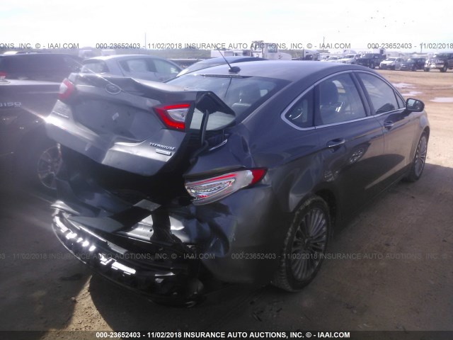 3FA6P0K93DR345892 - 2013 FORD FUSION TITANIUM GRAY photo 4