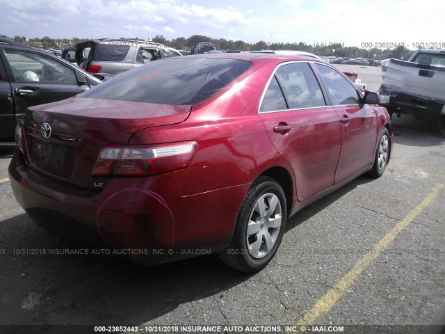 4T1BE46K49U330865 - 2009 TOYOTA CAMRY SE/LE/XLE RED photo 4