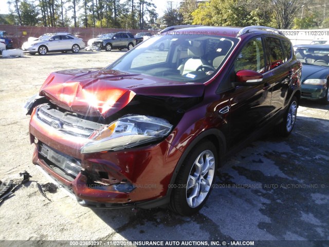 1FMCU0J92EUB61363 - 2014 FORD ESCAPE TITANIUM BURGUNDY photo 2