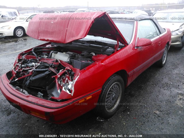 1C3XJ45J0MG163947 - 1991 CHRYSLER LEBARON RED photo 2