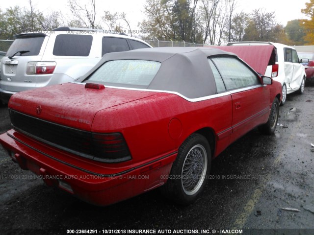 1C3XJ45J0MG163947 - 1991 CHRYSLER LEBARON RED photo 4