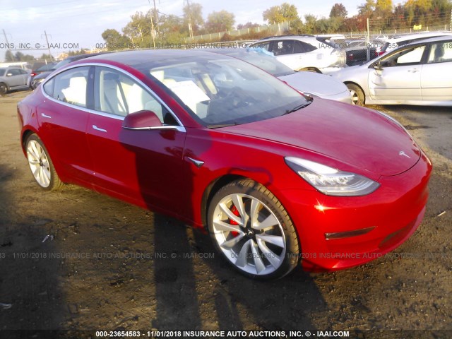 5YJ3E1EBXJF055346 - 2018 TESLA MODEL 3 RED photo 1