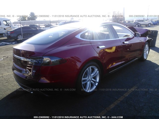 5YJSA1H17FFP68531 - 2015 TESLA MODEL S 85 RED photo 4