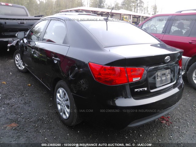 KNAFU4A28A5302983 - 2010 KIA FORTE EX BLACK photo 3