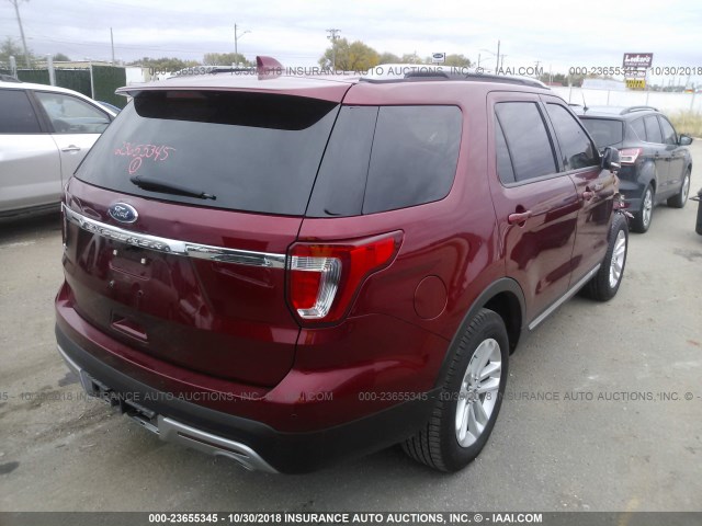 1FM5K7D80HGD40742 - 2017 FORD EXPLORER XLT MAROON photo 4