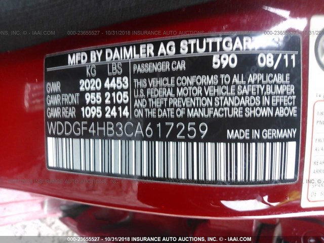 WDDGF4HB3CA617259 - 2012 MERCEDES-BENZ C 250 RED photo 9