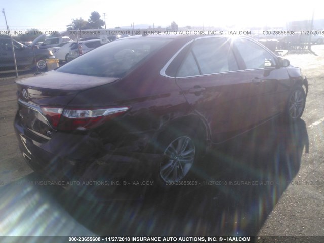 4T1BF1FKXFU922147 - 2015 TOYOTA CAMRY LE/XLE/SE/XSE RED photo 4
