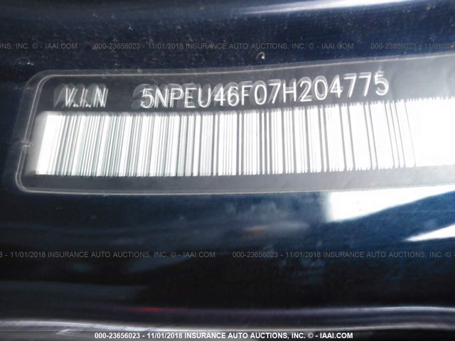 5NPEU46F07H204775 - 2007 HYUNDAI SONATA SE/LIMITED BLUE photo 9