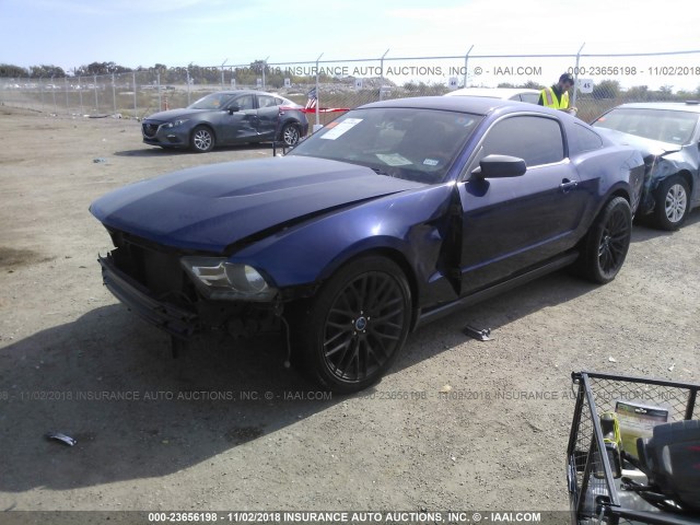 1ZVBP8AM0C5243204 - 2012 FORD MUSTANG BLUE photo 2