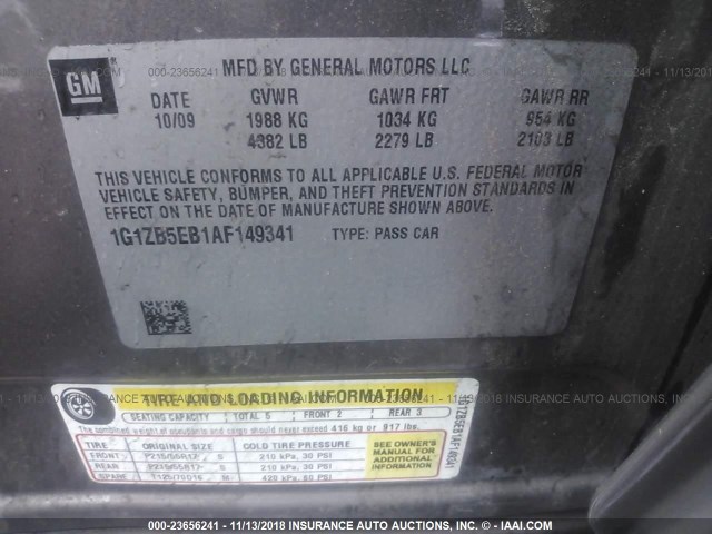 1G1ZB5EB1AF149341 - 2010 CHEVROLET MALIBU LS Qəhvəyi foto 9