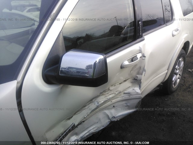 1FMEU75886ZA16528 - 2006 FORD EXPLORER LIMITED WHITE photo 6