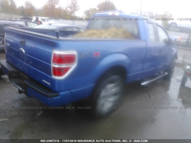 1FTFX1EF2DKF64462 - 2013 FORD F150 SUPER CAB BLUE photo 4