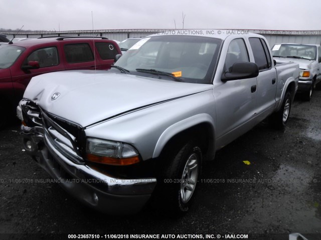 1D7HL48K64S651494 - 2004 DODGE DAKOTA QUAD SLT SILVER photo 2