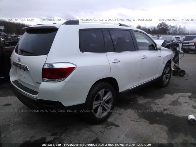 5TDDK3EH7DS209413 - 2013 TOYOTA HIGHLANDER LIMITED WHITE photo 4