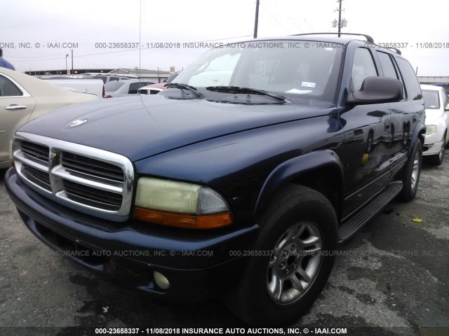 1B4HR58Z22F166204 - 2002 DODGE DURANGO SLT PLUS BLUE photo 2