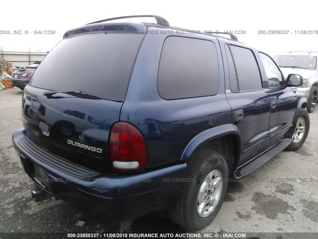 1B4HR58Z22F166204 - 2002 DODGE DURANGO SLT PLUS BLUE photo 4