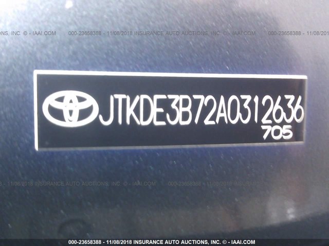 JTKDE3B72A0312636 - 2010 TOYOTA SCION TC ნაცრისფერი ფოტო 9