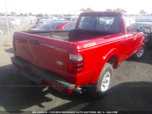 1FTYR14U84PB12523 - 2004 FORD RANGER SUPER CAB RED photo 4