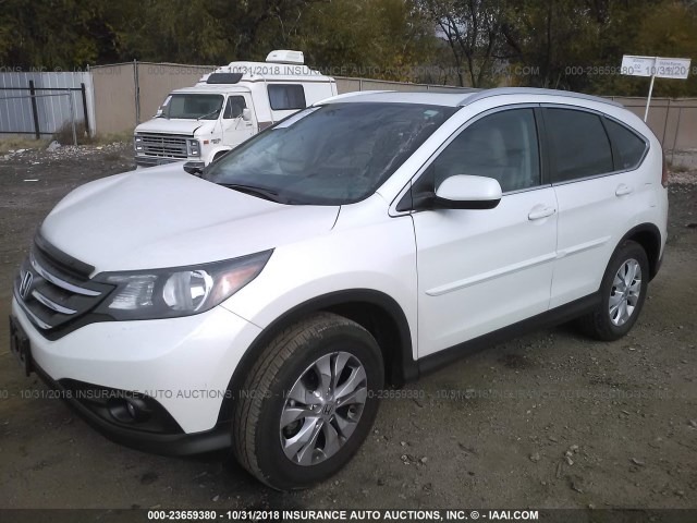 5J6RM4H78CL047665 - 2012 HONDA CR-V EXL WHITE photo 2