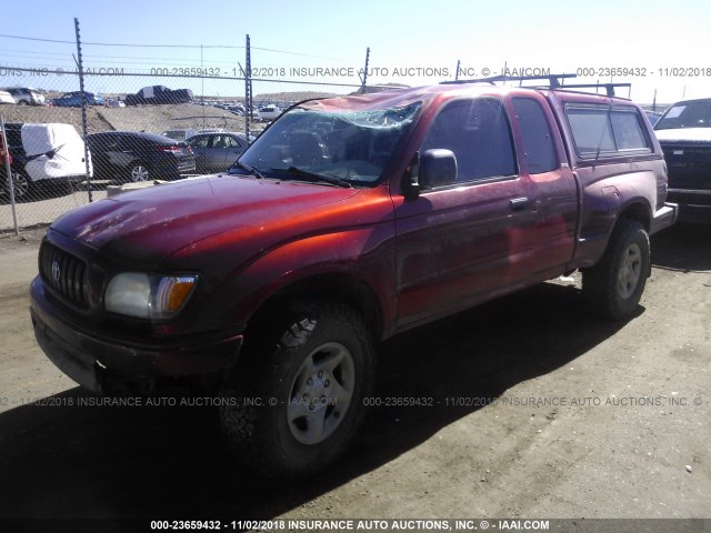 5TEWN72N31Z855693 - 2001 TOYOTA TACOMA XTRACAB RED photo 2