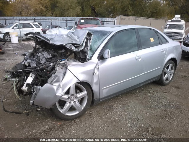 WAULC68E23A375312 - 2003 AUDI A4 1.8T QUATTRO SILVER photo 2