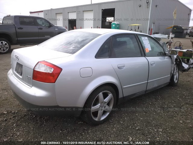 WAULC68E23A375312 - 2003 AUDI A4 1.8T QUATTRO SILVER photo 4