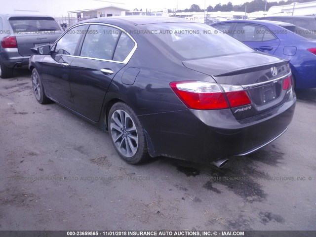 1HGCR2F57DA162131 - 2013 HONDA ACCORD SPORT GRAY photo 3