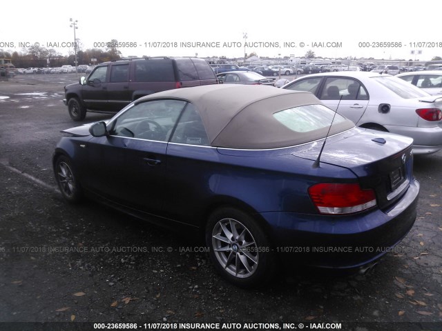 WBAUL7C59BVM80616 - 2011 BMW 128 I BLUE photo 3